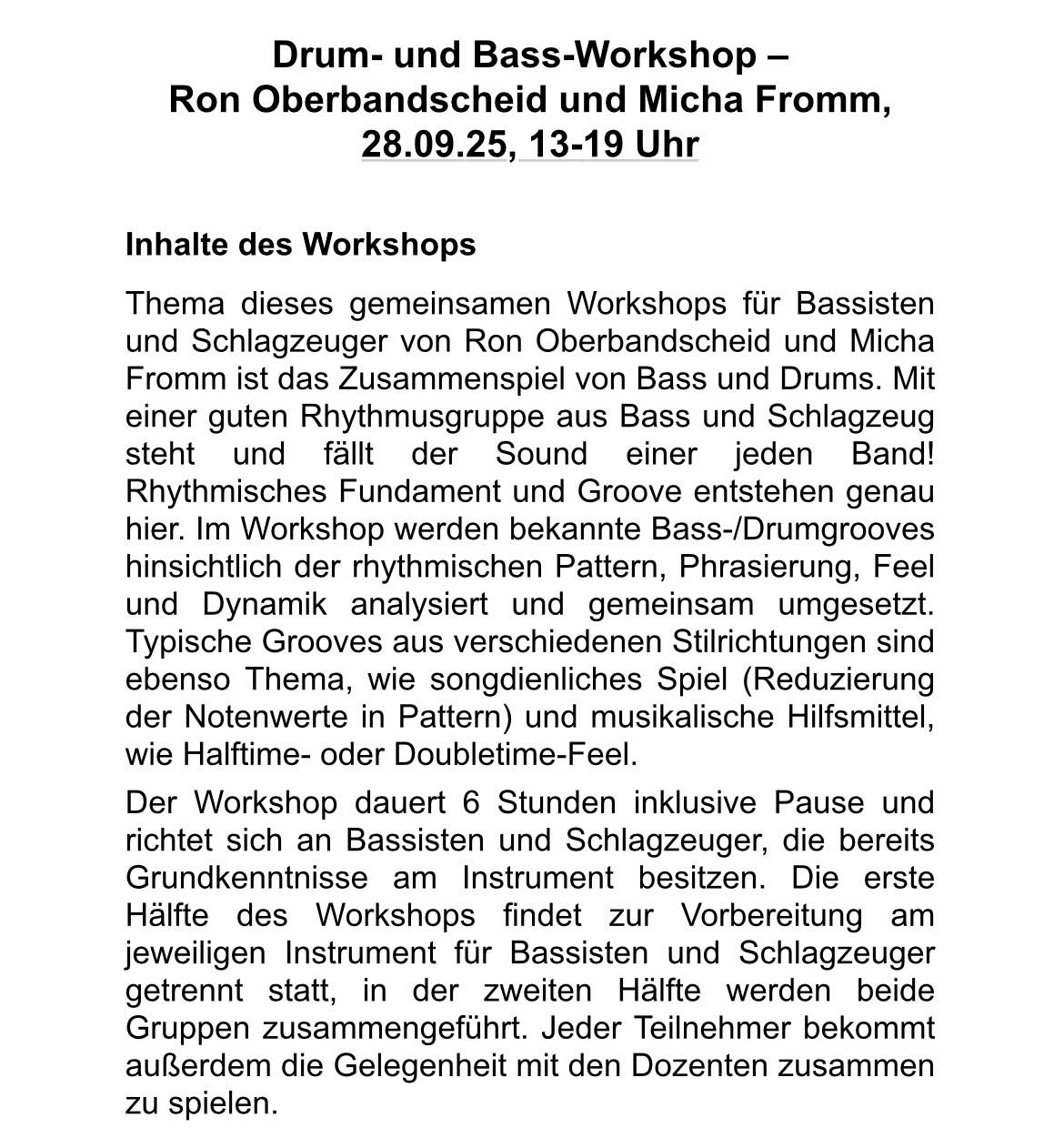 Drum und Bass Workshop